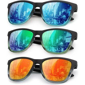 3 Pack Polarized Retro Classic Trendy Stylish Sunglasses Men Women Driving